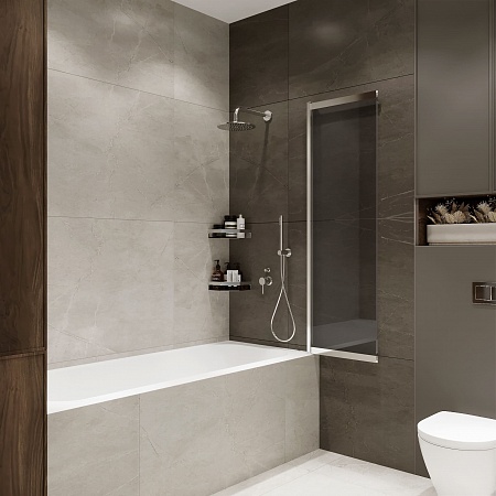 Шторка на ванну слайдер Terminus Ното 01 1500х900 проф.хром, тонированная Керчь - фото 3