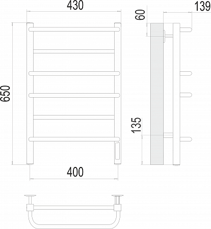 Евромикс квадро П6 400х650 Электро (quick touch) Полотенцесушитель  TERMINUS Керчь - фото 3