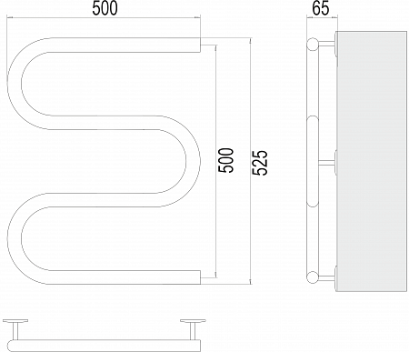 Электро 25 М-обр 500х500 Полотенцесушитель  TERMINUS Керчь - фото 3