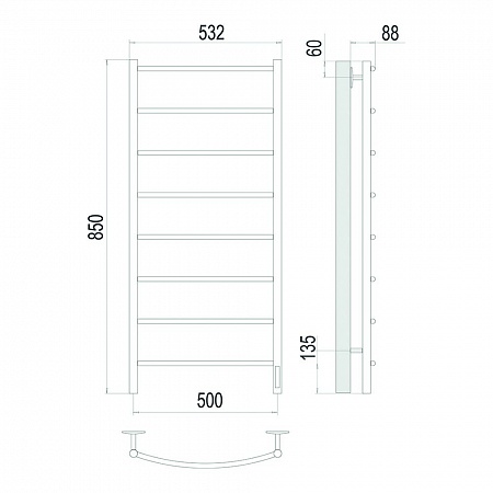 Классик П8 500х850 Электро Полотенцесушитель TERMINUS Сатин Керчь - фото 4 Классик П8 500х850 Электро Полотенцесушитель TERMINUS Сатин Керчь - фото 4