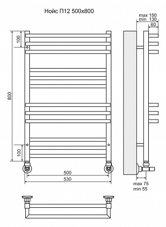 Нойс П12 500х800 Полотенцесушитель  TERMINUS Керчь - фото 3