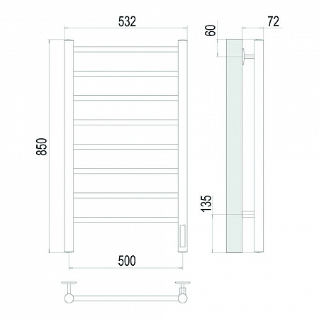 Аврора П8 500х850 Электро Полотенцесушитель TERMINUS Сатин Керчь - фото 4 Аврора П8 500х850 Электро Полотенцесушитель TERMINUS Сатин Керчь - фото 4