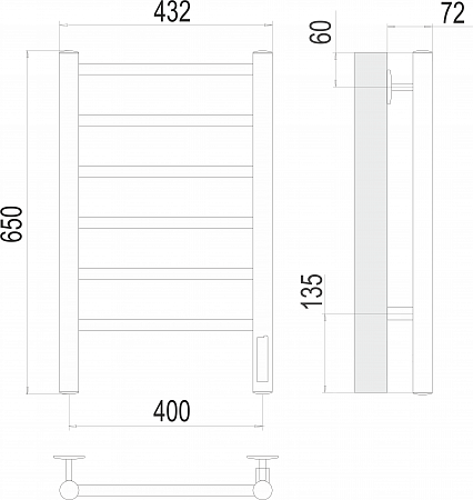 Аврора П6 400х650 Электро (quick touch) Полотенцесушитель  TERMINUS Керчь - фото 3