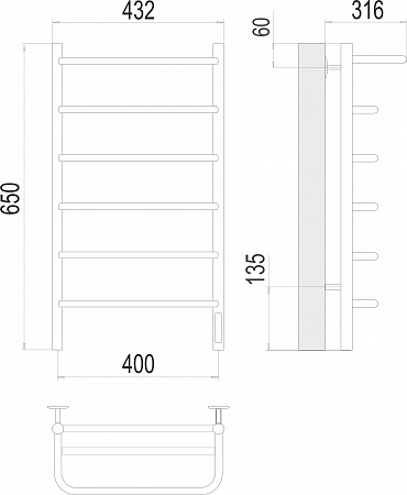 Полка П6 400х650 Электро Полотенцесушитель  TERMINUS Керчь - фото 3