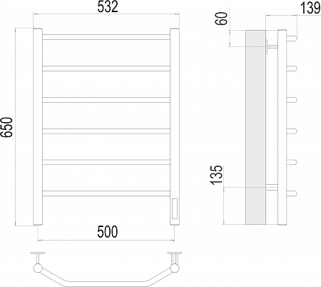 Виктория П6 500х650 Электро Полотенцесушитель  TERMINUS Керчь - фото 3