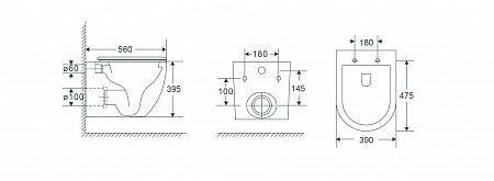Подвесной унитаз безободковый Terminus Енисей Монолит 560х390 белый Керчь - фото 8