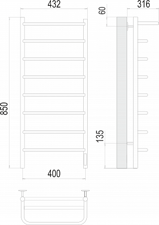 Полка П8 400х850 Электро Полотенцесушитель  TERMINUS Керчь - фото 3