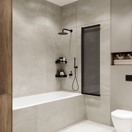 Шторка на ванну слайдер Terminus Ното 01 1500х900 проф.черный, тонированная Керчь - фото 3 Шторка на ванну слайдер Terminus Ното 01 1500х900 проф.черный, тонированная Керчь - фото 3