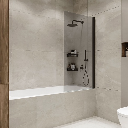 Шторка на ванну распашная Terminus Ното 02 1500х700 проф.черный, тонированная Керчь - фото 1 Шторка на ванну распашная Terminus Ното 02 1500х700 проф.черный, тонированная Керчь - фото 1