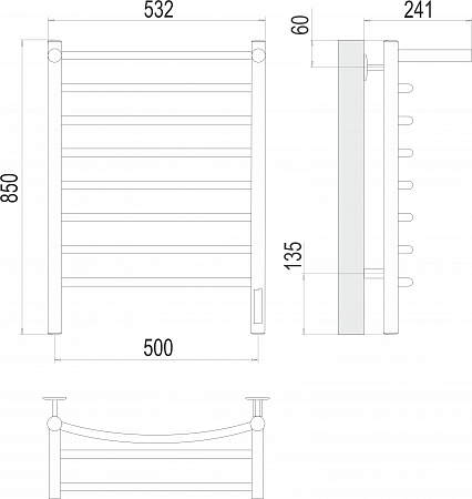 Классик с/п П8 500х850 Электро Полотенцесушитель  TERMINUS Керчь - фото 3