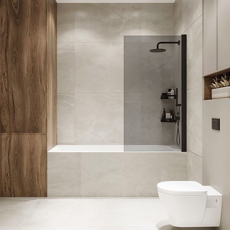 Шторка на ванну распашная Terminus Ното 02 1500х700 проф.черный, тонированная Керчь - фото 3 Шторка на ванну распашная Terminus Ното 02 1500х700 проф.черный, тонированная Керчь - фото 3