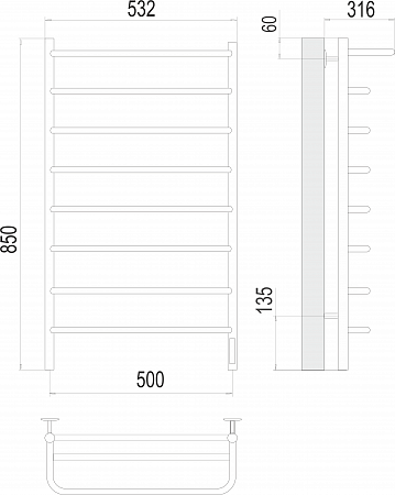 Полка П8 500х850 Электро Полотенцесушитель  TERMINUS Керчь - фото 3