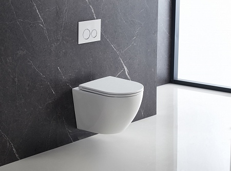 Подвесной унитаз безободковый Terminus Аврора Монолит 495х360 белый Керчь - фото 1