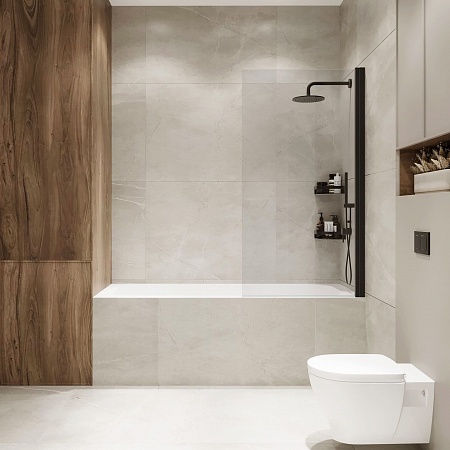 Шторка на ванну распашная Terminus Ното 02 1500х700 проф.черный Керчь - фото 3