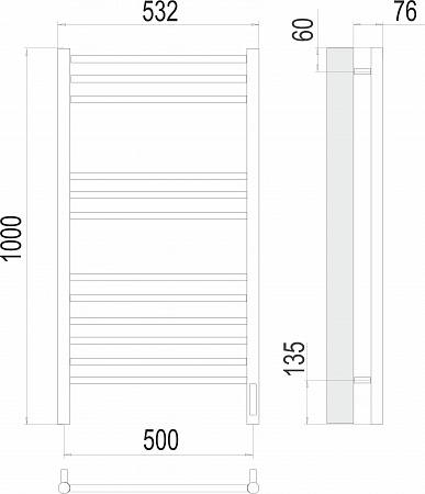 Аврора П12 500х1000 электро Полотенцесушитель TERMINUS Керчь - фото 3 Аврора П12 500х1000 электро Полотенцесушитель TERMINUS Керчь - фото 3