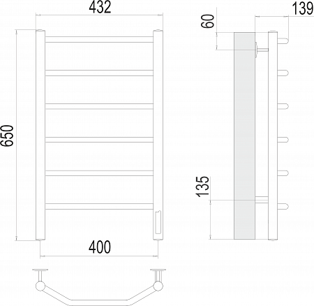 Виктория П6 400х650 Электро Полотенцесушитель TERMINUS Керчь - фото 3 Виктория П6 400х650 Электро Полотенцесушитель TERMINUS Керчь - фото 3