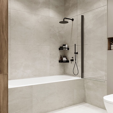 Шторка на ванну распашная Terminus Ното 02 1500х700 проф.черный Керчь - фото 2