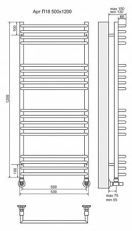 Арт П18 500х1200 Полотенцесушитель  TERMINUS Керчь - фото 3