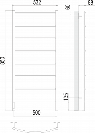 Классик П8 500х850 Электро (quick touch) слева Полотенцесушитель  TERMINUS Керчь - фото 3