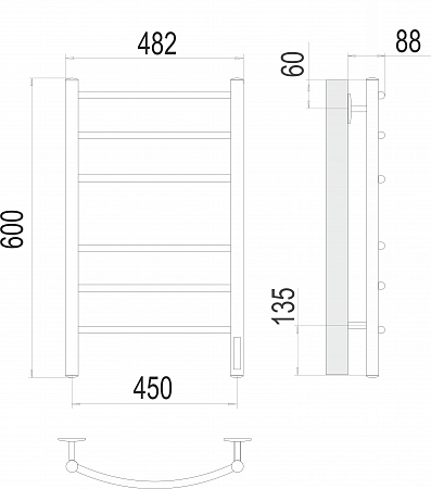 Классик П6 450х600 электро КС 9005 матовый Полотенцесушитель TERMINUS Керчь - фото 3 Классик П6 450х600 электро КС 9005 матовый Полотенцесушитель TERMINUS Керчь - фото 3