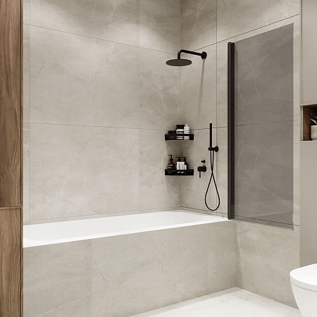 Шторка на ванну распашная Terminus Ното 02 1500х700 проф.черный, тонированная Керчь - фото 2 Шторка на ванну распашная Terminus Ното 02 1500х700 проф.черный, тонированная Керчь - фото 2