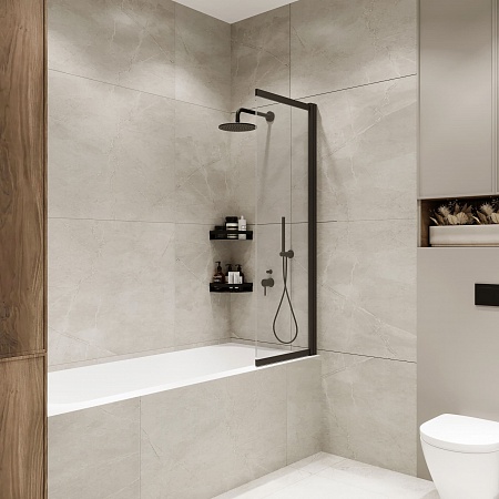 Шторка на ванну слайдер Terminus Ното 01 1500х900 проф.черный Керчь - фото 2