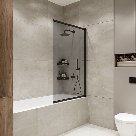 Шторка на ванну слайдер Terminus Ното 01 1500х900 проф.черный, тонированная Керчь - фото 1 Шторка на ванну слайдер Terminus Ното 01 1500х900 проф.черный, тонированная Керчь - фото 1