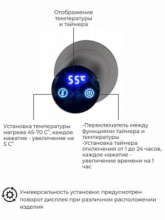 Рондо П2 350х760 электро Полотенцесушитель TERMINUS Оружейная сталь Керчь - фото 5