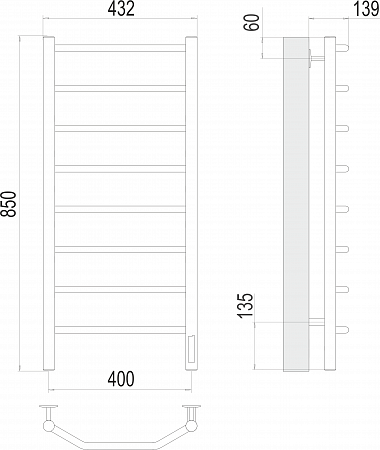 Виктория П8 400х850 Электро Полотенцесушитель  TERMINUS Керчь - фото 3
