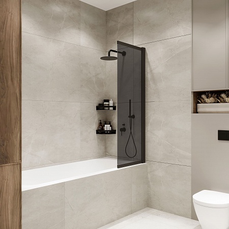 Шторка на ванну слайдер Terminus Ното 01 1500х900 проф.черный, тонированная Керчь - фото 2 Шторка на ванну слайдер Terminus Ното 01 1500х900 проф.черный, тонированная Керчь - фото 2