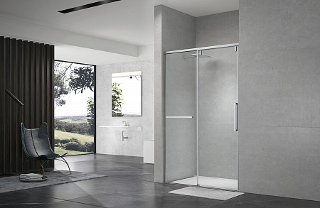 Душевая дверь в нишу слайдер Terminus Альба 01 1400х2200  хром Керчь - фото 2