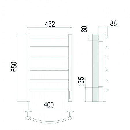 Классик П6 400х650 Электро Полотенцесушитель TERMINUS Сатин Керчь - фото 4 Классик П6 400х650 Электро Полотенцесушитель TERMINUS Сатин Керчь - фото 4