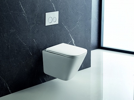 Подвесной унитаз безободковый Terminus Ватикан Монолит 490х340 белый Керчь - фото 1