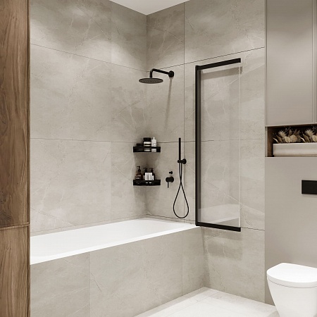 Шторка на ванну слайдер Terminus Ното 01 1500х900 проф.черный Керчь - фото 3