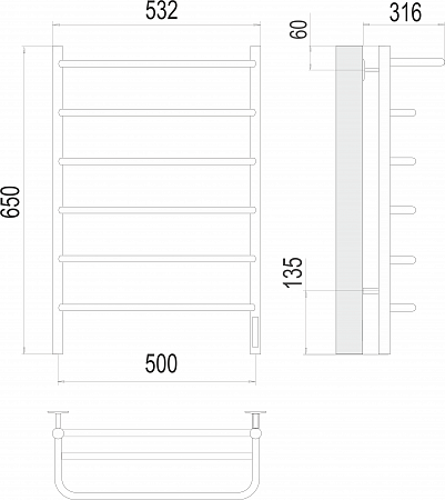 Полка П6 500х650 Электро Полотенцесушитель  TERMINUS Керчь - фото 3